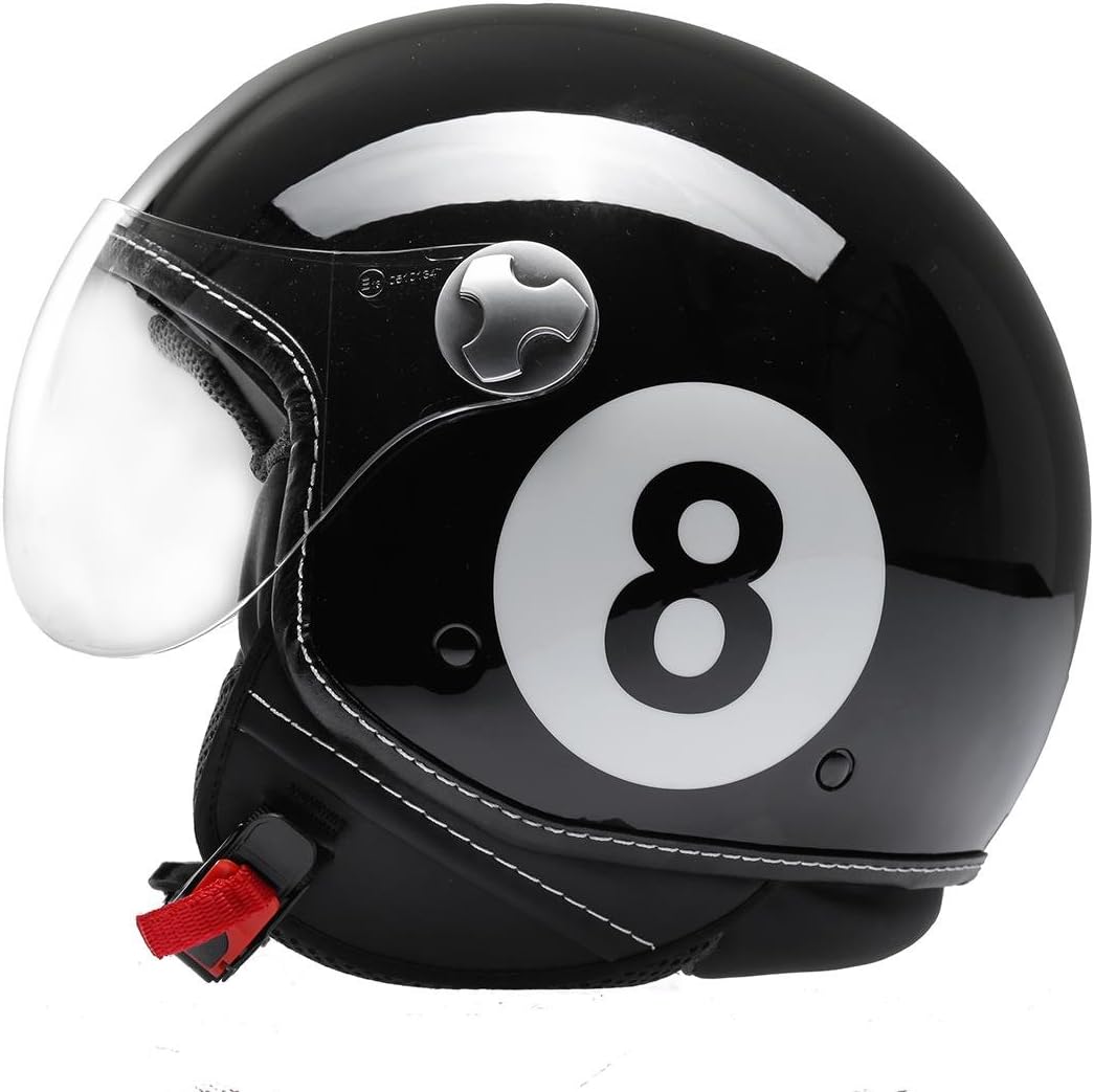 Motorradhelm Jethelm Chopperhelm Cafe Racer CMX Eightball 8Ball schwarz XL