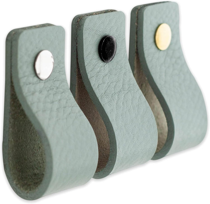 Brute Strength - Ledergriffe für Möbel - Blassgrün - 6 Stück - 12,5 x 2,5 cm - Schrankgriff, Türgrif