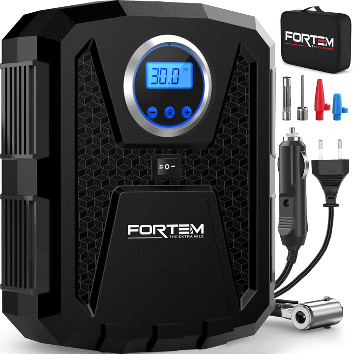 Fortem Tragbarer Kompressor Autoreifen, Kompressor Fahrrad, 12V Autoreifen Pumpe und Fahrradpumpe El