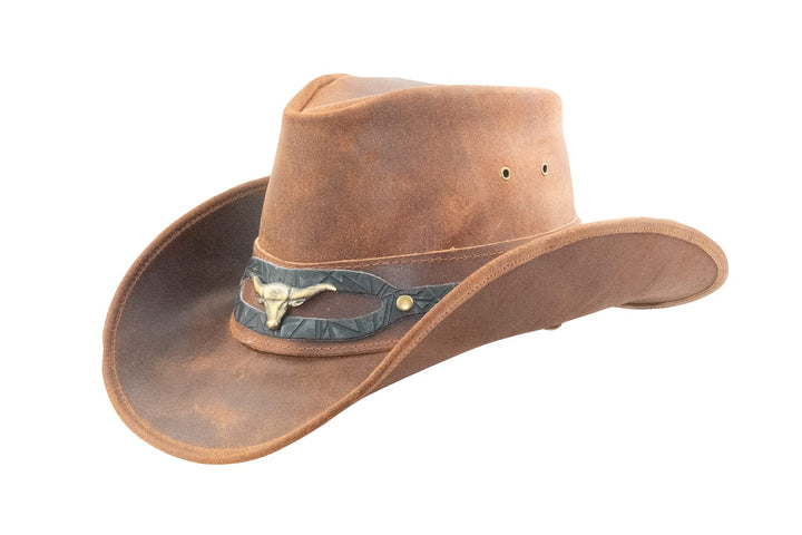 Black Jungle Ontario Outdoor Western Lederhut Australien Cowboy Lederhüte Reiterhut Unisex S Ocker,