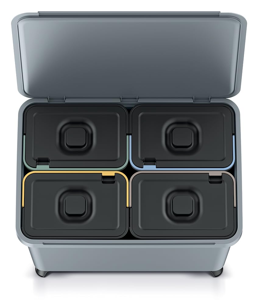 YourCasa® Mülleimer 4 Fächer [40L] im exklusiven Design Mülltrennsystem - Mülleimer Küche mit Deckel