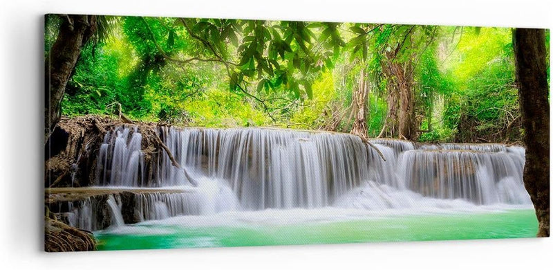 Wandbilder Dekoration Wohnzimmer Wasser Park Natur Landschaft Panorama Bilder auf Leinwand 120x50cm