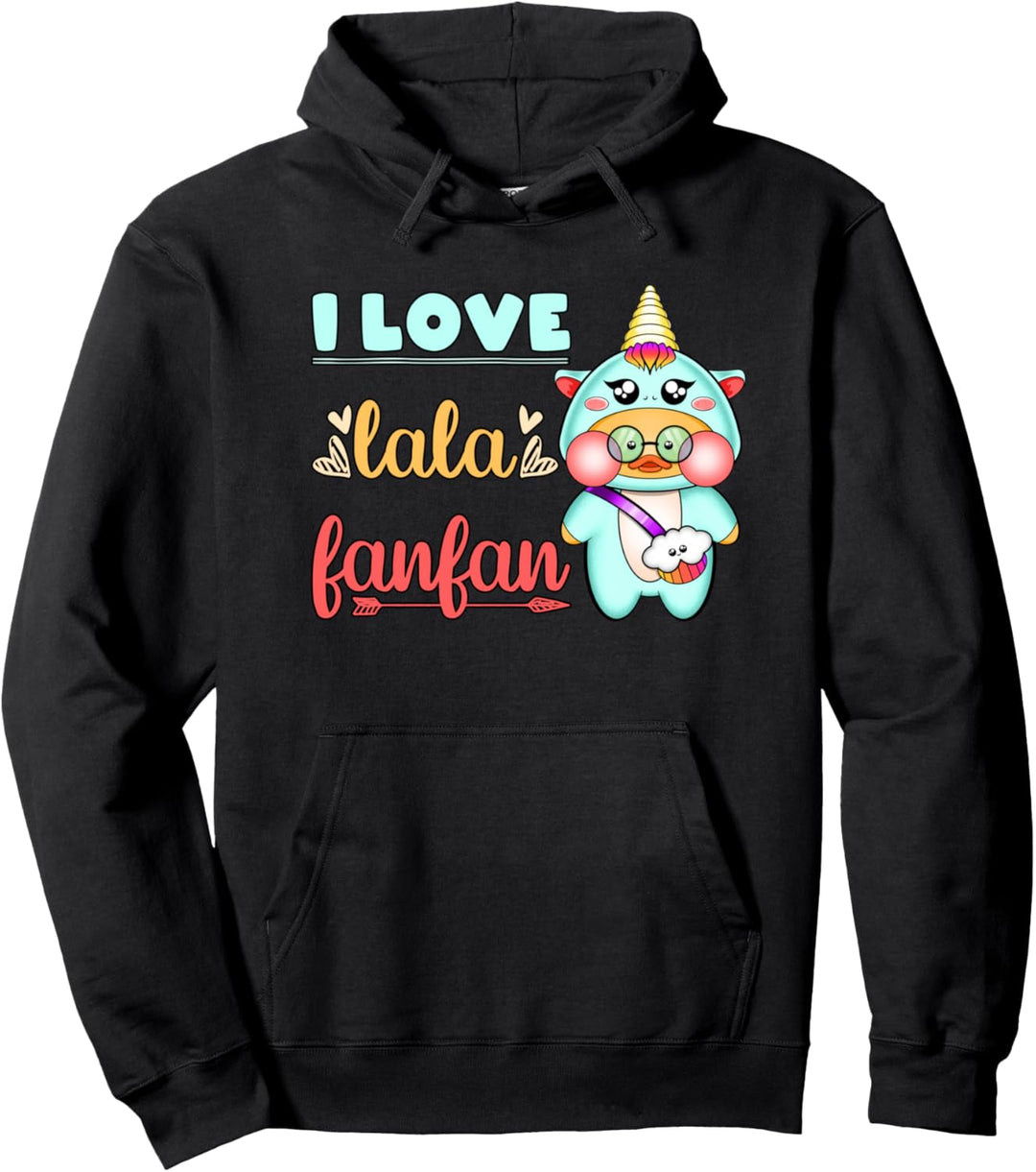 Lalafanfan im Einhorn Kigurumi, ich liebe Lalafanfan Pullover Hoodie