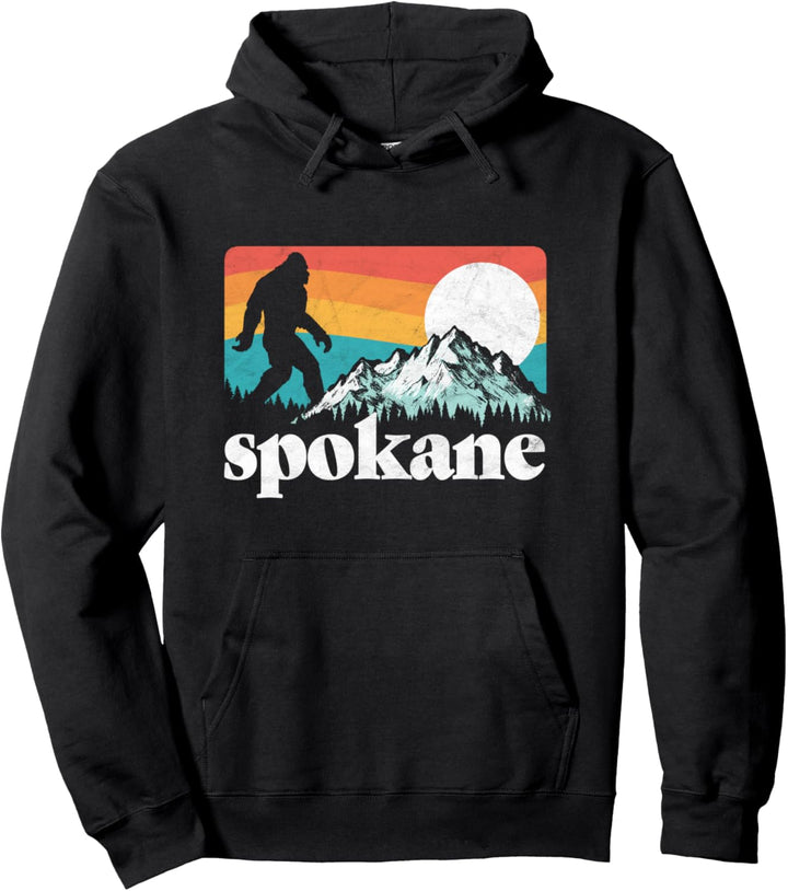 Spokane Washington Bigfoot Mountains Pullover Hoodie