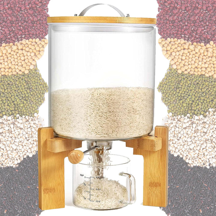 Reisspender, Müslispender für Kleine Körner, Lebensmittelspender Glas mit Luftdichter Deckel, 5/7.5L