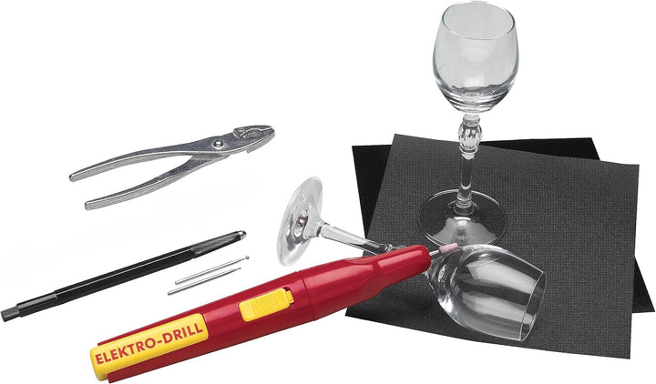 Pebaro 0357 Bastelset Glasritzen, batteriebetriebener Gravierstift, 3 Schleifstifte, 2 Gläser, inkl.