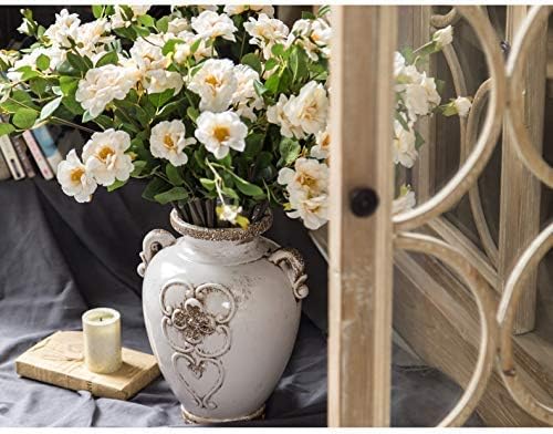 Soyizom rustikale weisse Keramikvase französische Landhausstil Vintage Vase für Blumensträusse, Kera