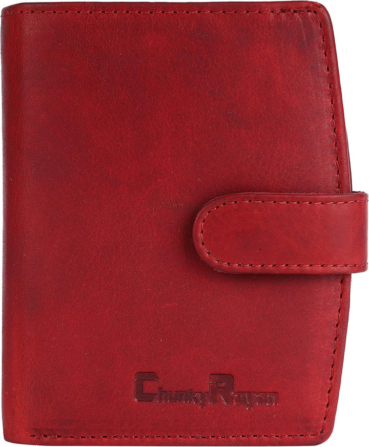 Echtleder Damen Geldbörse Hochwertig Vintage RFID Schutz inklusive Leder Schlüsselanhänger GB-17 Red