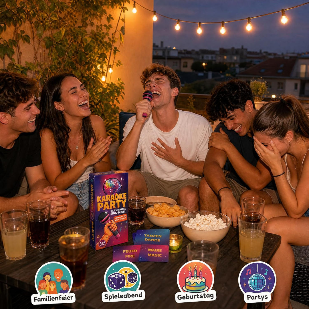 TIPSI Karaoke Party | Das Musik Partyspiel mit Mikrofon | Lieder erraten &amp; lossingen – Kartenspiel &amp;