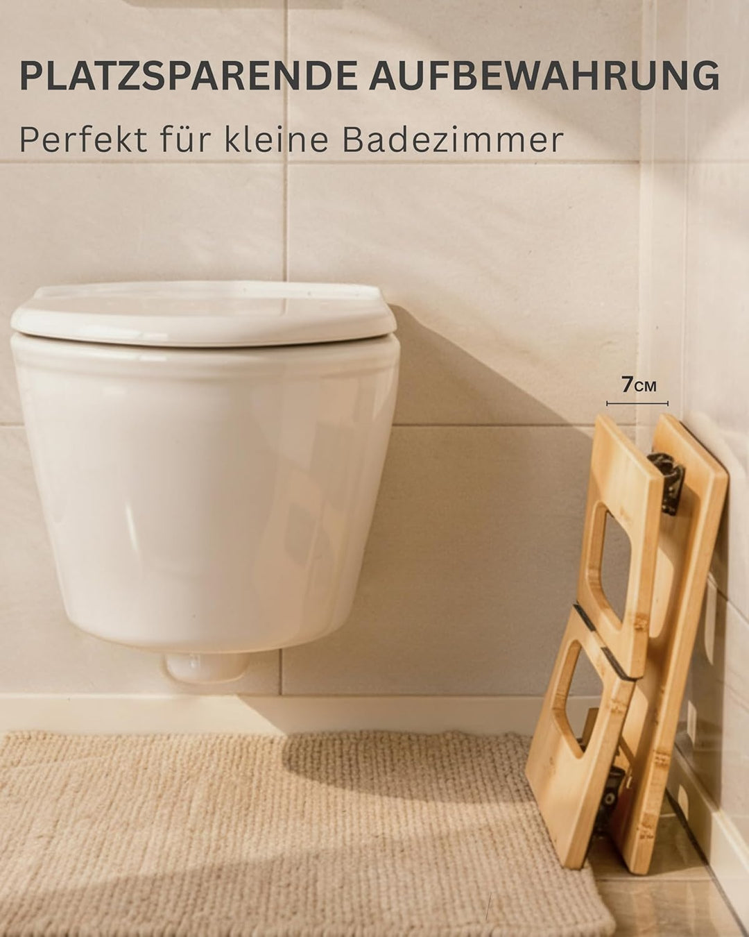 WERTO Toilettenhocker Klappbar aus Bambus-Holz - Ergonomischer Klohocker fürs Erwachsene - 𝗥𝘂𝘁𝘀𝗰𝗵𝗳𝗲𝘀