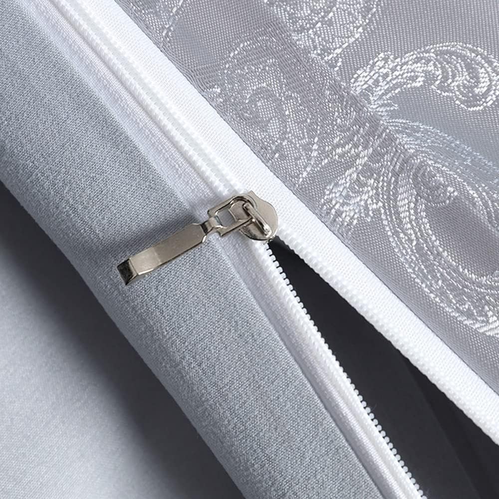 DXHOME Bettwäsche Satin 155x220 cm Silver Grau Hellgrau Wendebettwäsche Jacquard Bettwaesche mit Gol