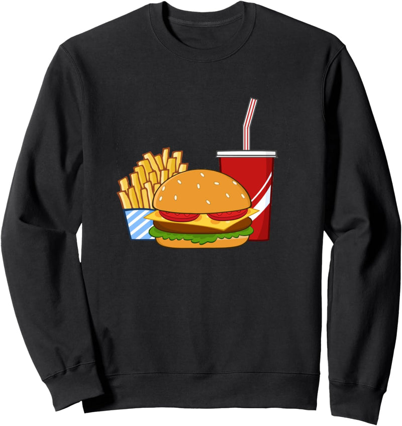 Cheeseburger Pommes Soda Fast Food Mahlzeit Sweatshirt