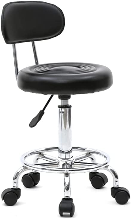 Ergonomischer Rollhocker mit Rückenlehne Arbeitshocker Drehhocker Rollhocker 360° drehbar Höhenverst