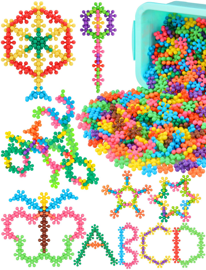 600PCS Interlocking Snowflake Building Block(Rainbow Colors) 600PCS Multicoloured, 600PCS Multicolou