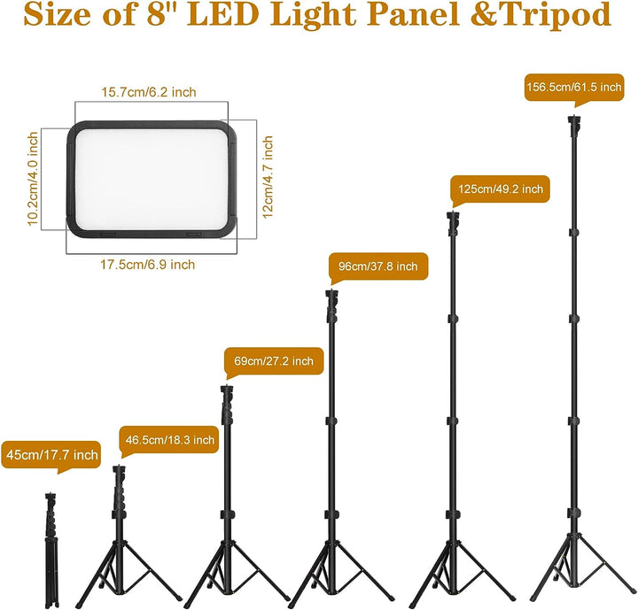 Stynice LED Videoleuchte - USB Studio-Beleuchtungsset mit verstellbarem Stativ und Farbfiltern für Y