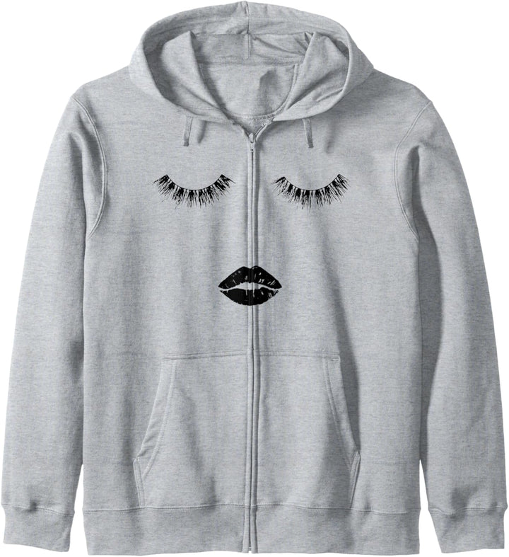 Eyelashes And Black Lips Shirt Funny Cute Graphic Kapuzenjacke