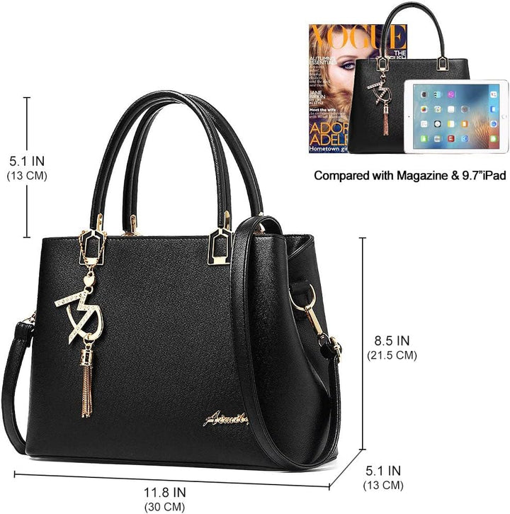 Damen Geldbörsen und Handtaschen Schultertaschen Designer Top Griff Satchel Tote Bag Schwarz, Schwar