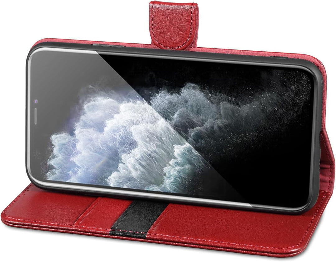 LENSUN Echtleder Hülle für iPhone 11 Pro Max, Handyhülle [Echtes Leder][Kartenfach][RFID Schutz] Han