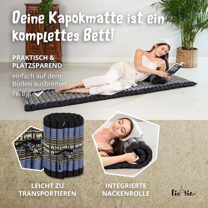 livasia Rollmatte Rollmatratze L-200x110x4,5cm, Gästebett Gästematratze 1 Person, Reisebett Kofferra