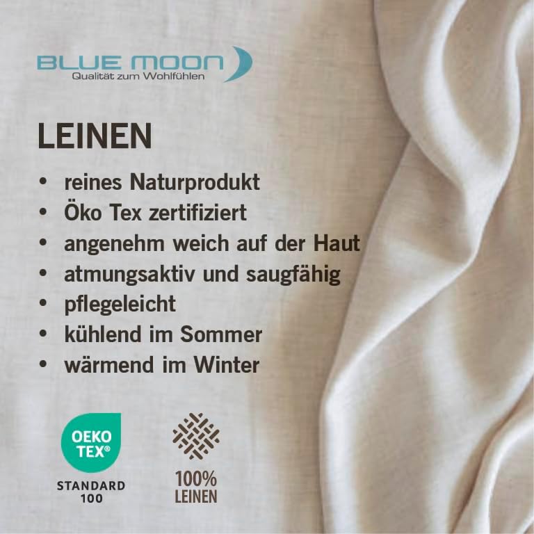 BLUE MOON Leinenbettwäsche Stone-Washed - 2-teilig - Luxuriöse Bettwäsche aus 100% Leinen - Made in
