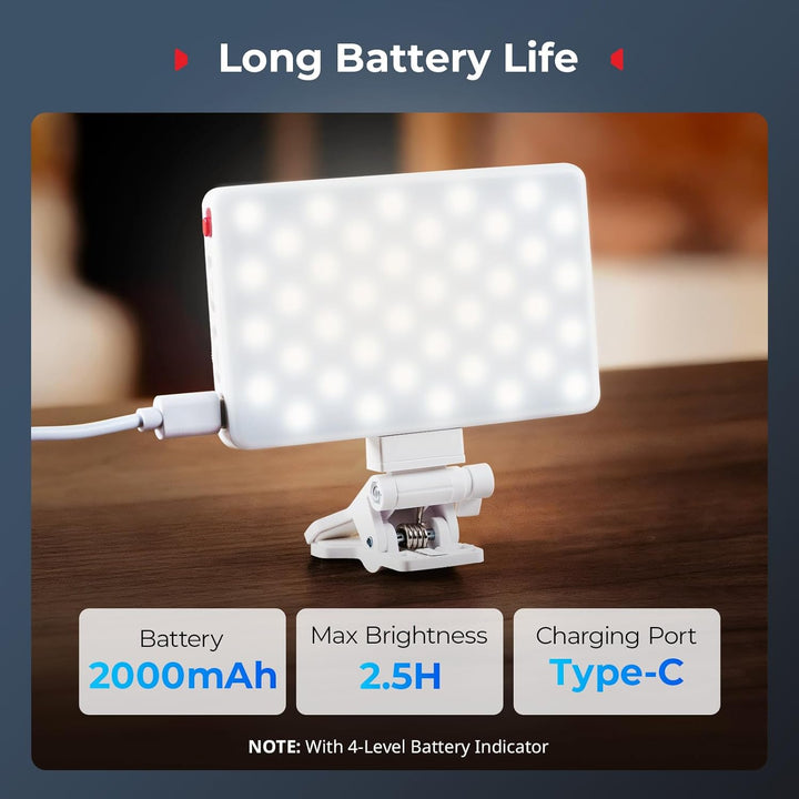 SMALLRIG M3 Magnetisches Selfie-Telefon-LED-Videolicht mit Clip, 120 LEDs 2000mAh Wiederaufladbar, 2