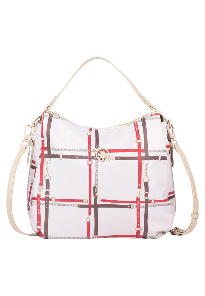 U.S. Polo Assn. - Handtasche Houston Hobo aus Nylon, mit innentasche, für frau Creme-multicolor, Cre