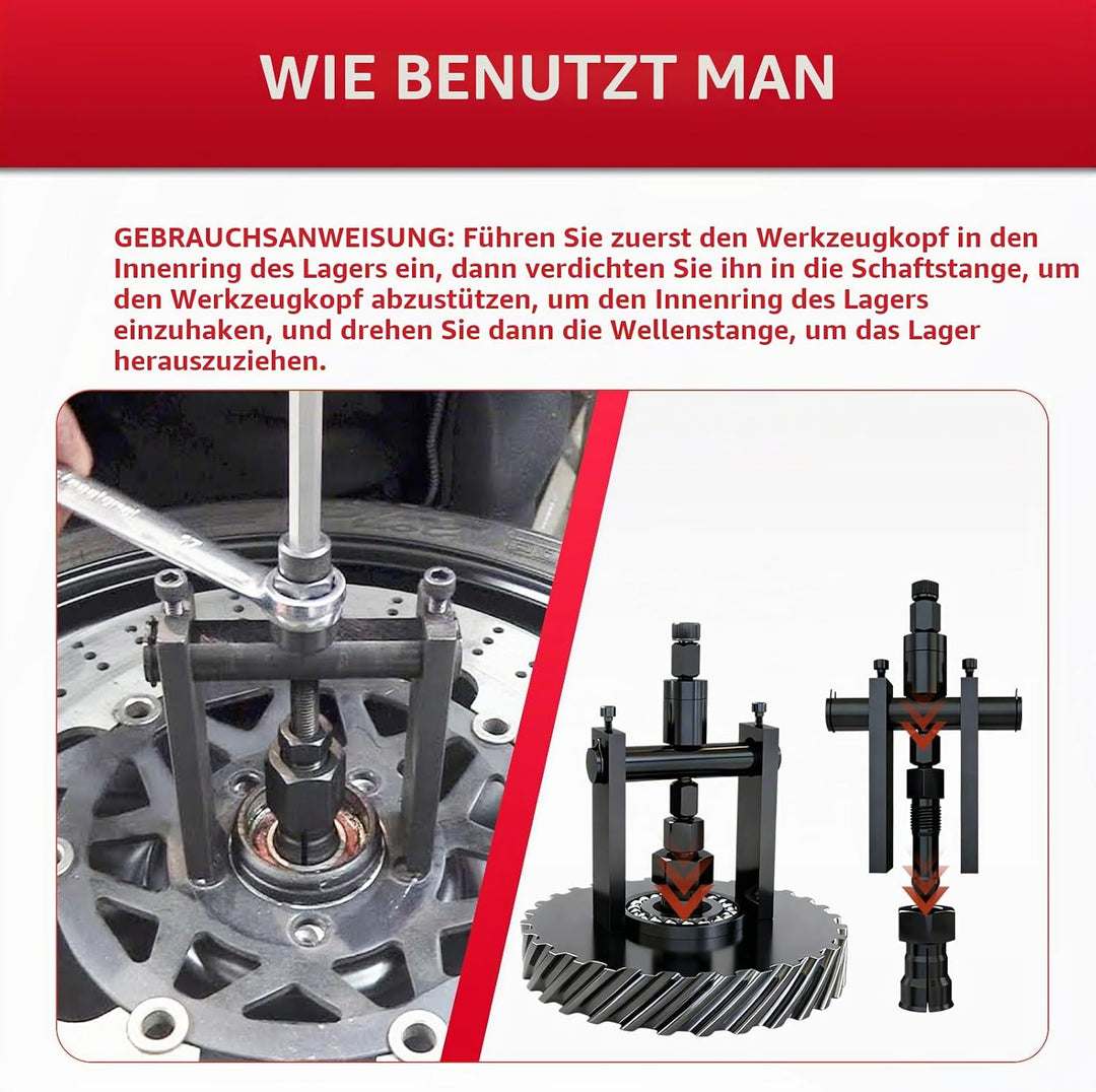 RUIZHI 12Tlg Fahrrad Innenlager Abzieher mit Zweiarmigem Abzieher&amp;Gleithammer&amp; 8 Erweiterbaren Spann