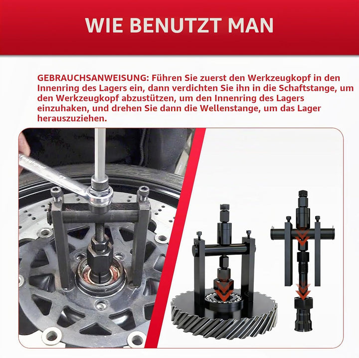RUIZHI 12Tlg Fahrrad Innenlager Abzieher mit Zweiarmigem Abzieher&amp;Gleithammer&amp; 8 Erweiterbaren Spann