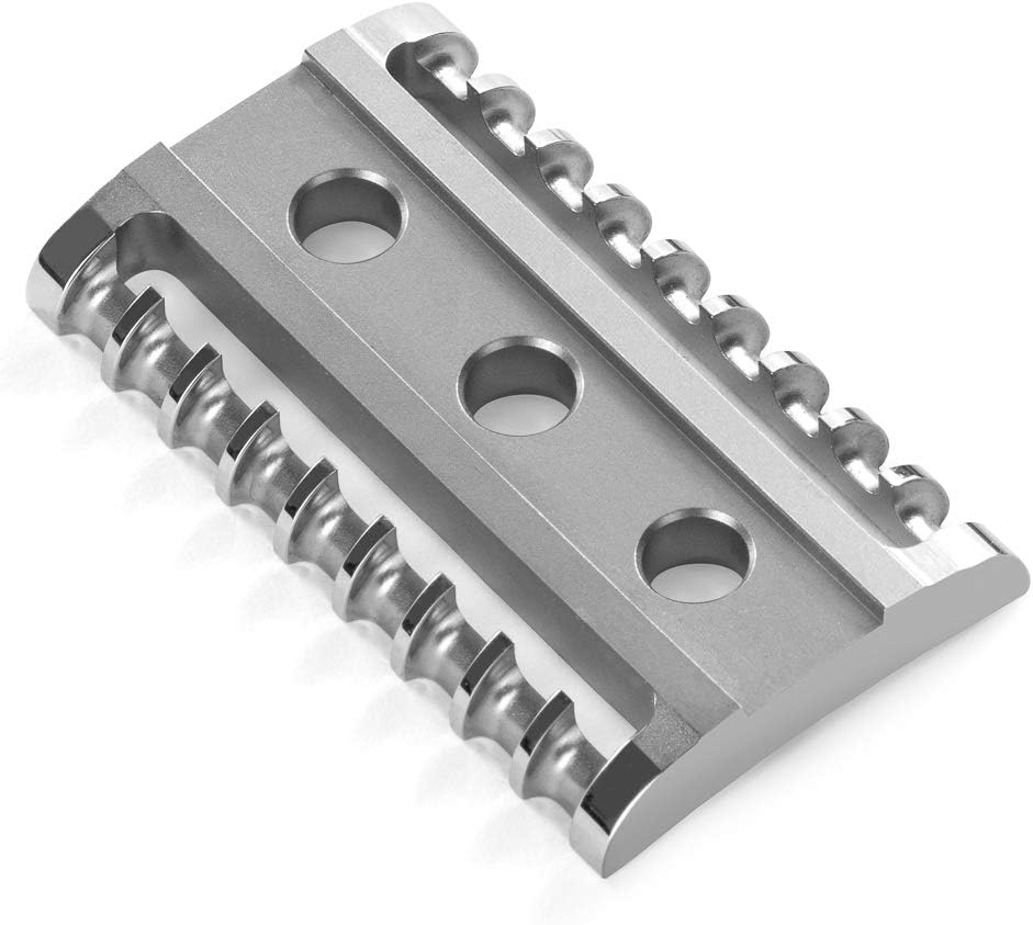 R41GS MÜHLE Traditioneller Rasierhobel aus Edelstahl offener Kamm Silber, Silber