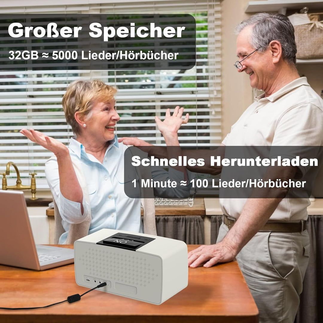 Healvaluefit Einfache Musik-Player für ältere Menschen,Einfacher Hörbuch-Player mit 32GB TF-Karte &