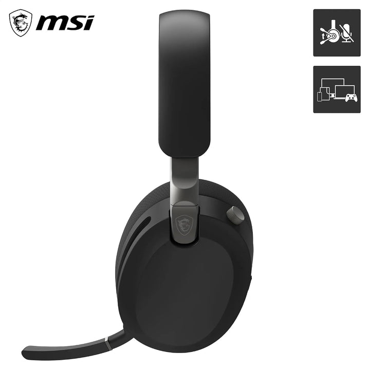 MSI Maestro 500 Wireless Black Headset, aktive Geräuschunterdrückung, Transparenzmodus, 2,4 GHz, Blu