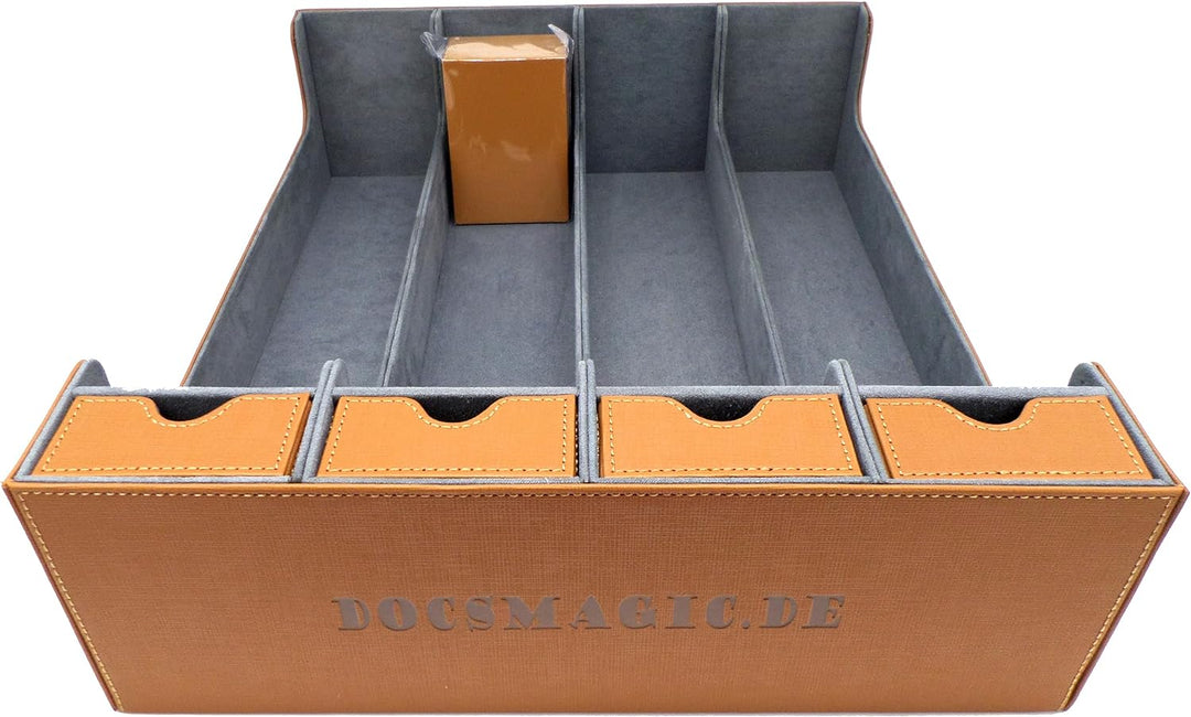 docsmagic.de Premium 4-Row Trading Card Storage Box Gold + Trays & Divider - MTG PKM YGO - Aufbewahr