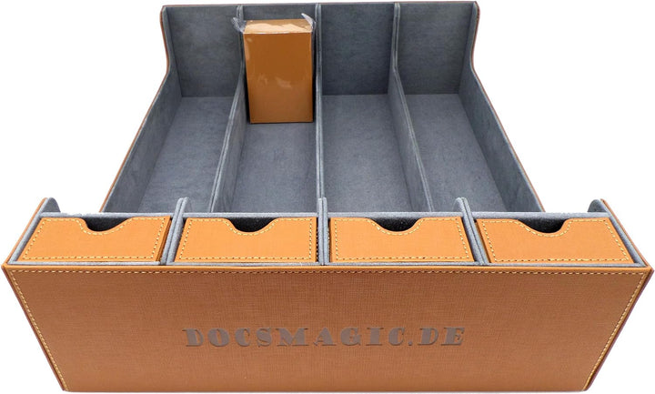 docsmagic.de Premium 4-Row Trading Card Storage Box Gold + Trays & Divider - MTG PKM YGO - Aufbewahr