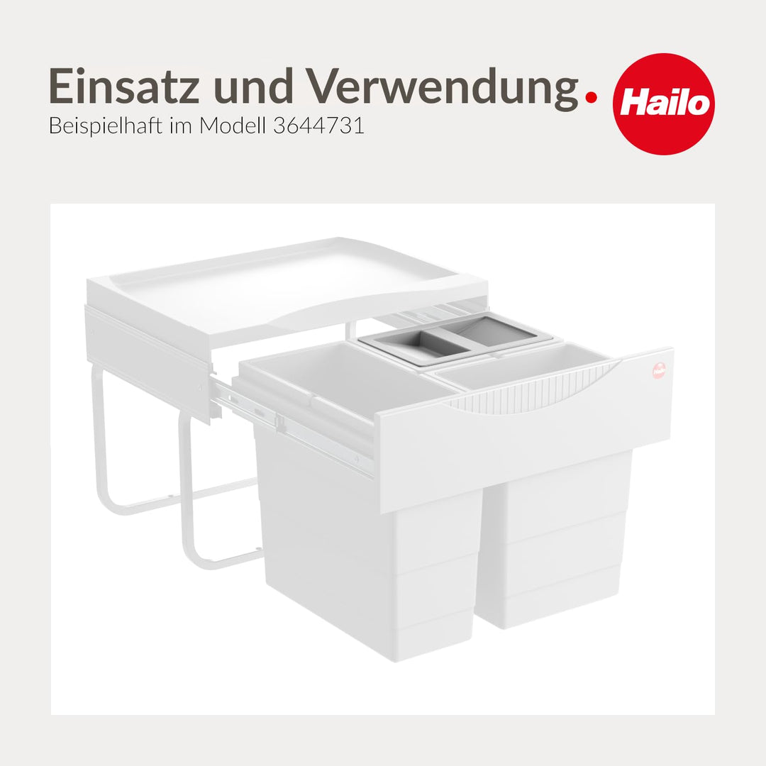 Hailo Eimerdeckel 1068589 | für Abfallsammler Kunststoff hellgrau | Inneneimer Deckel 210x138x14mm |