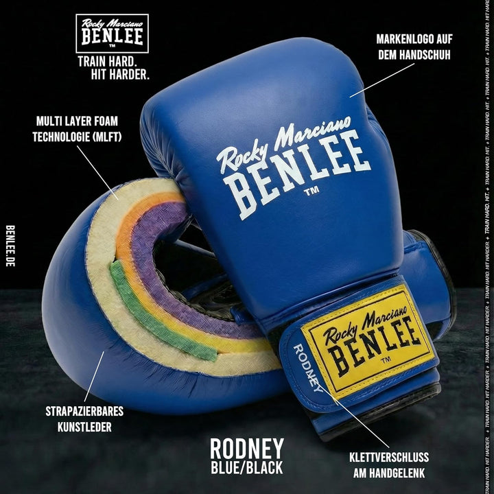BenLee Kunstleder Boxhandschuh Rodney 14 oz Blue/Black, 14 oz Blue/Black
