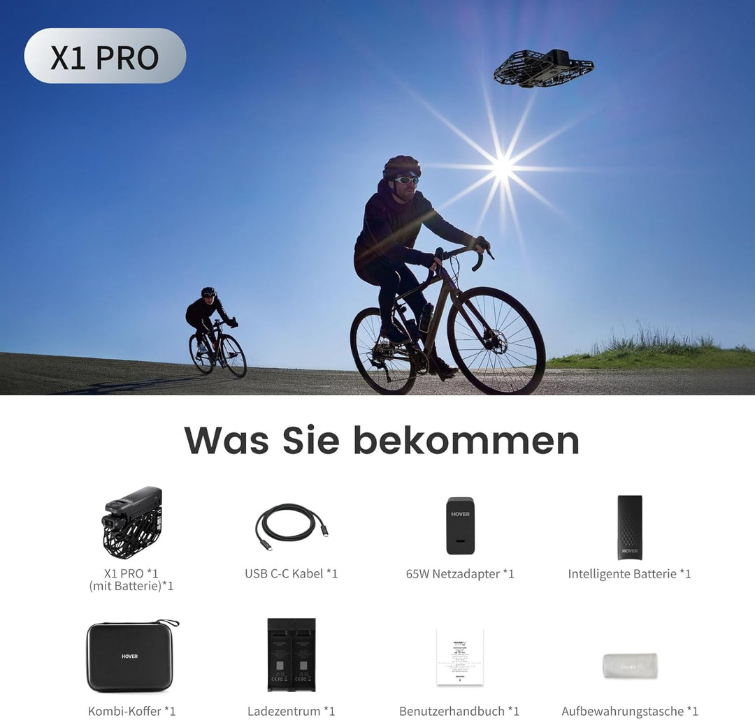 HOVERAir X1 PRO Drohne mit Kamera 4K, Faltbar Action Cam mit über 15 vollautomatischen Flugmodi, 42