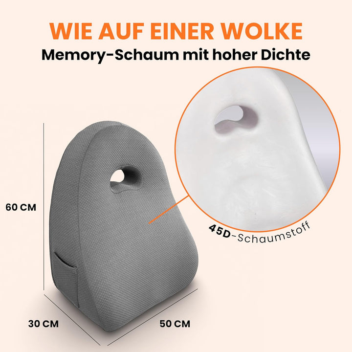 Lesekissen für Bett und Sofa – Rückenkissen Memory-Schaum – Ergonomisches Dreiecksdesign – Natürlich