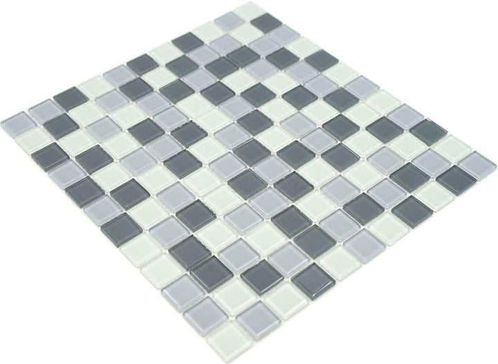 Mosaik Quadrat Crystal mix grau Glasmosaik Transluzent Transparent 3D Fliesenspiegel, Mosaikstein Fo