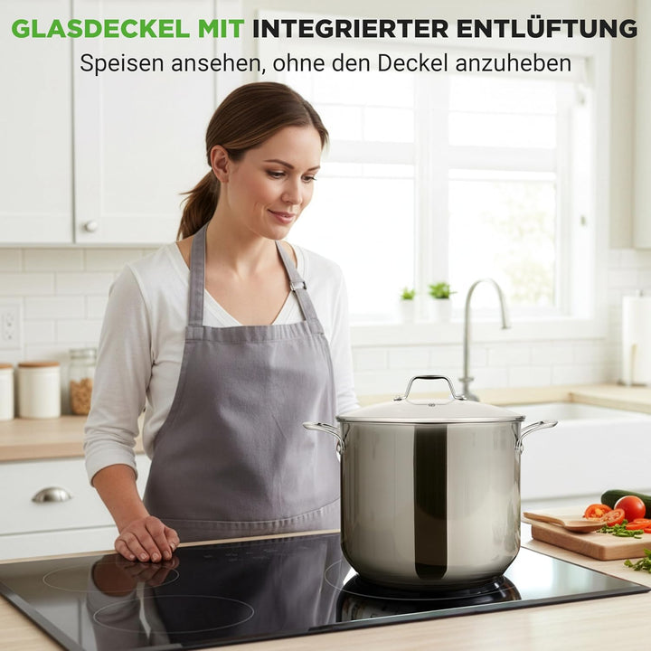 NutriChef Kochtopf Gross, 11,5L- Ø 26cm, Suppentopf Edelstahl Induktion für Alle Herdarten Geeignet,