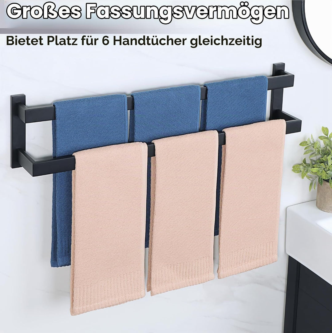 SAYAYO Handtuchhalter Schwarz Handtuchstange 70cm Multilayer Gästehandtuchhalter Wandmontage Edelsta