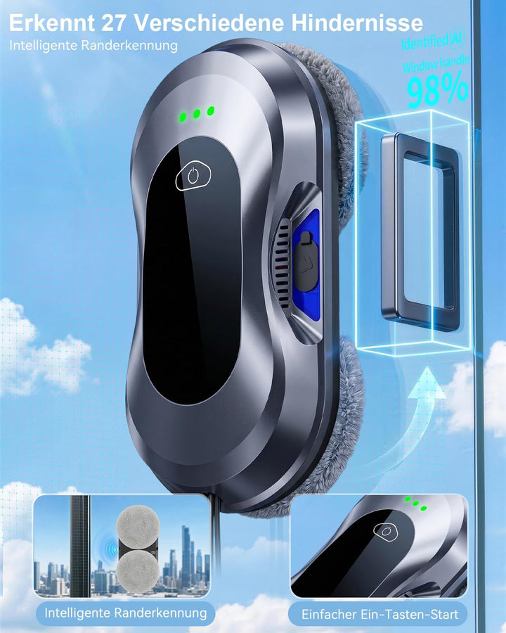 Keero Fensterputzroboter, 6000Pa, Doppeldüsen-Sprühfunktion,