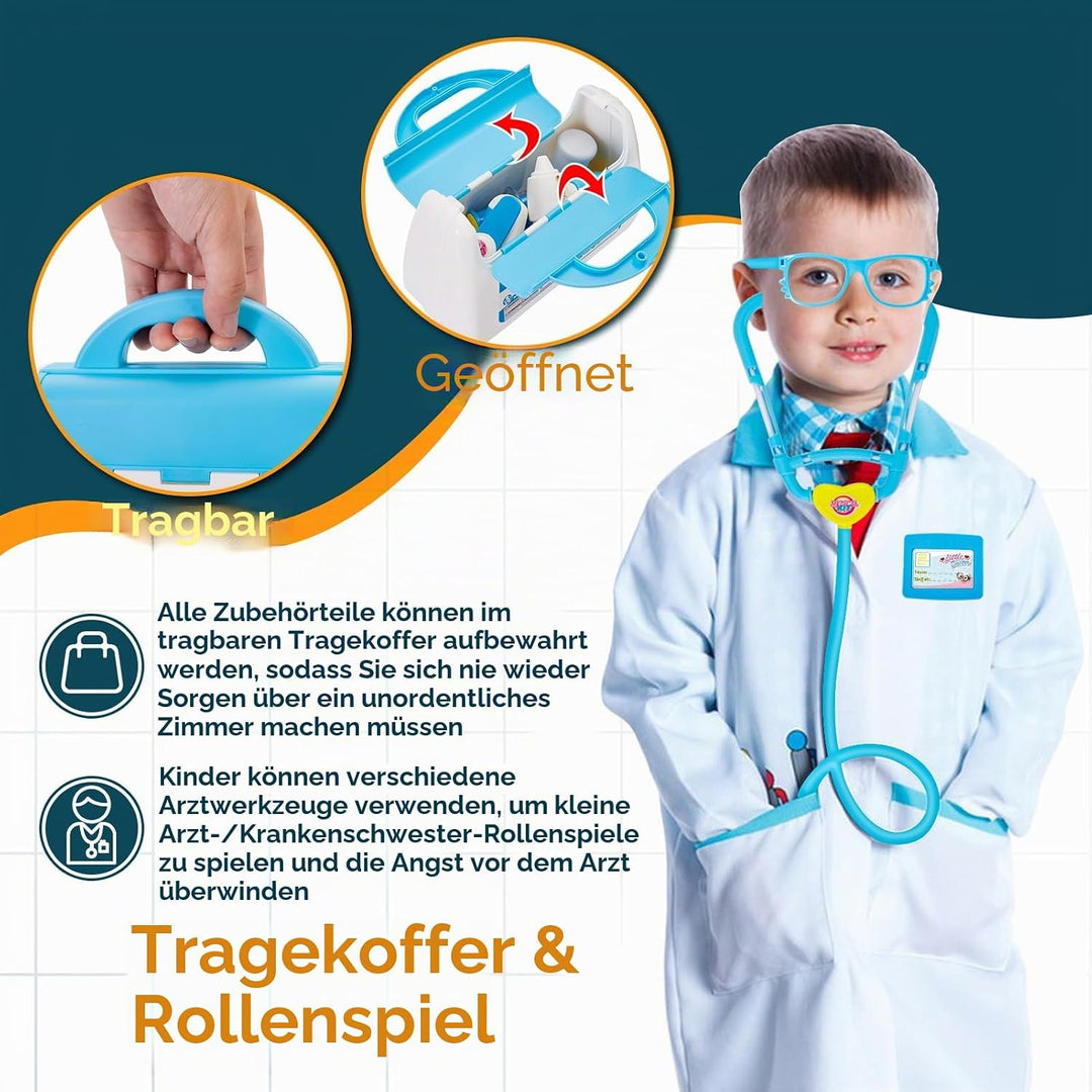 BUYGER Arztkoffer Kinder ab 3 Jahre, Doktorkoffer Mit Zubehör Stethoskop, Spritze, Arzt Set mit Lich