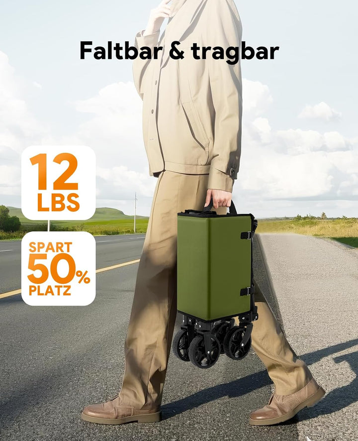 3 in 1 Bollerwagen Faltbar 120L, Klappbar Handwagen mit Rädern, 220lbs Transportwagen Faltbar, Umbau