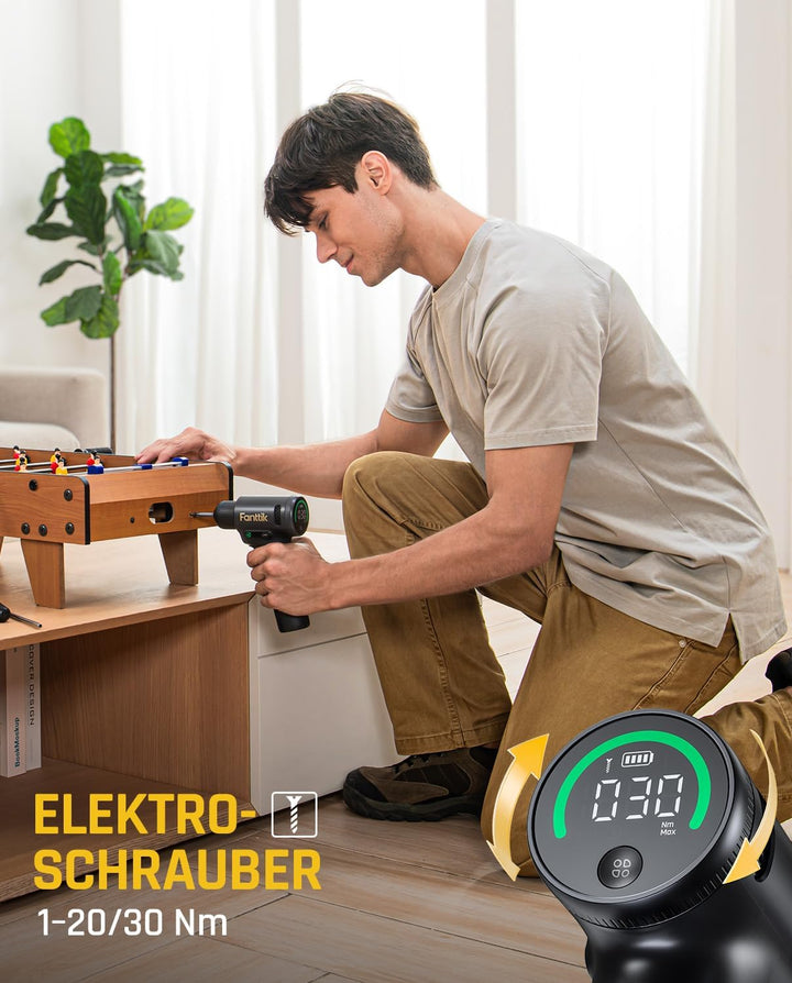 Fanttik K2 Ultra Akku-Bohrschrauber mit 2500-mAh-Akku, Akkuschrauber Max. 30 Nm, Max. 1250 U/min, Ta