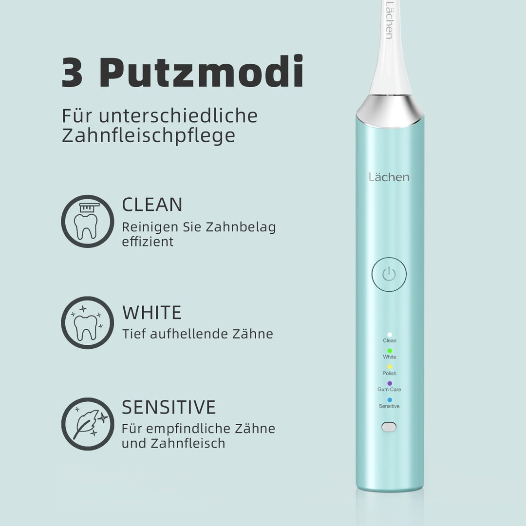Lächen Elektrische Schallzahnbürste, 5 Modi Elektrische Schallzahnbürste mit Reise-Etui 4 Aufsteckbü