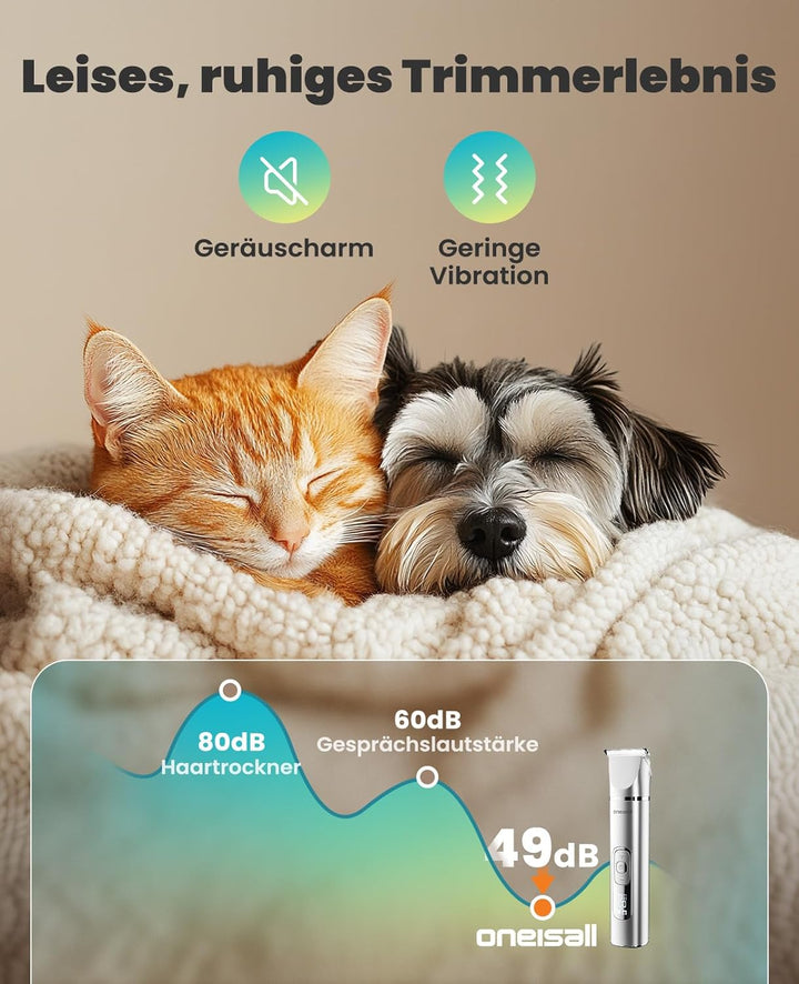 oneisall 4 in 1 Hundeschermaschine Katze, Leise Pfotentrimmer für Hunde, LCD-Anzeige Schermaschine K