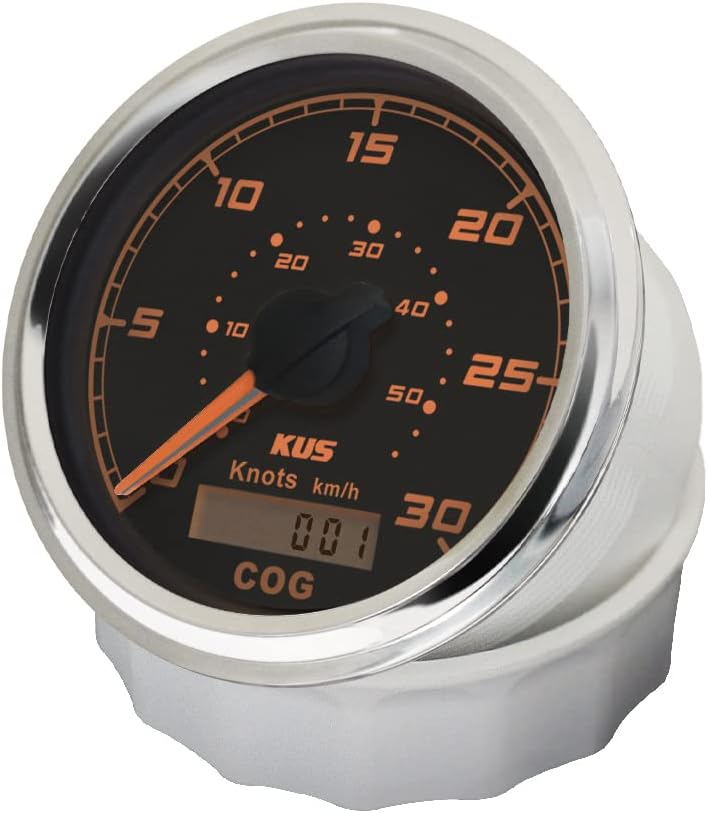 KUS GPS Tacho Kilometerzähler 30Knots Für Boot Yachten 85mm 12V/24V (Schwarz), Schwarz