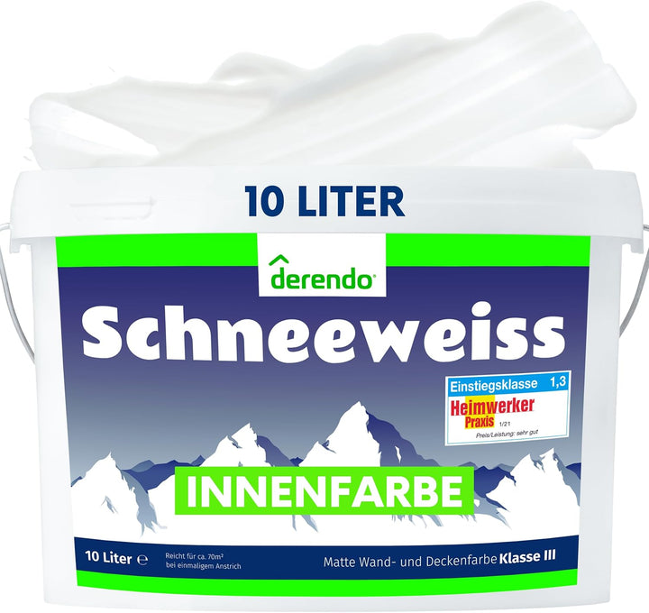 derendo Schneeweiss wandfarbe weiss hohe deckkraft 10l innenfarbe weiss matt wandfarbe ausbessern Te