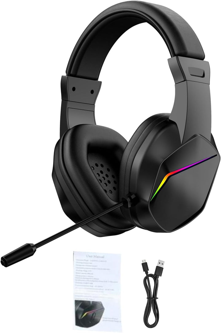 Kabelloses Gaming-Headset, Bt-Kopfhörer mit geringer Latenz und LED-Leuchten, Over-Ear-Headset mit M