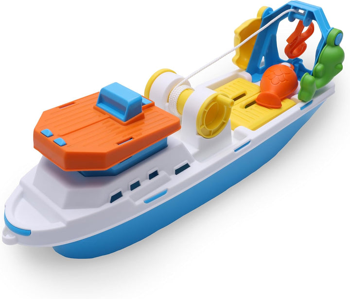 Toyland® 40cm (16") Buntes Fischerboot mit Beweglichen Türen, Angelhaken und 4 Plastikfischen – Schw